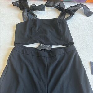 Lulu's Black Two-Piece Crop Top & High-Waist Pants Set
